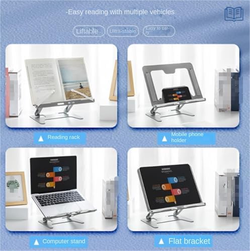 Adjustable Foldable Cookbook Stand with Page Clips