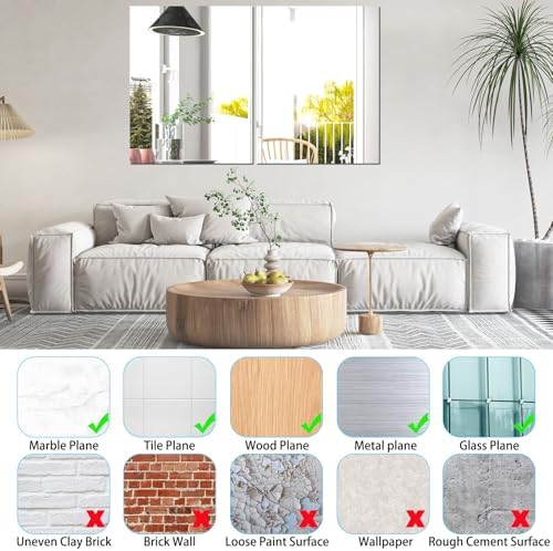 DARENYI 2Pcs Acrylic Mirror Tiles for Wall