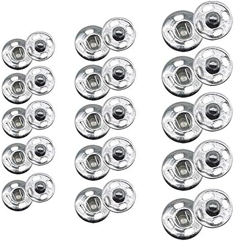 120 Sets Silver Snap Buttons for Sewing 3 Sizes