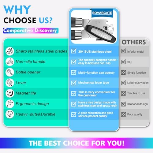 SOVARCATE Heavy Duty Can Opener with Magnet Lift