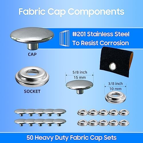 Rexhubro Canvas Snap Kit 150PCS Marine Grade Fasteners