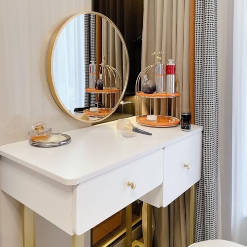 NOIRDA 40cm Metal Framed Round Mirror for Wall