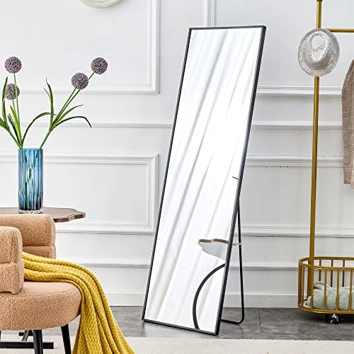 LENA LACED Full-Length Mirror 65x23 Inch Modern Black Frame Wall Mount