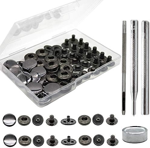 Raydodo 15mm Metal Snap Buttons Kit 12 Sets with Tools
