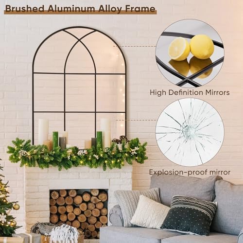 Antok Arched Wall Mirror 30x40 Black Frame