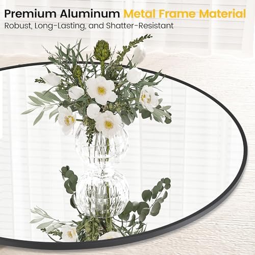 GAOMON 18 Inch Circle Mirror with Black Gold Frame