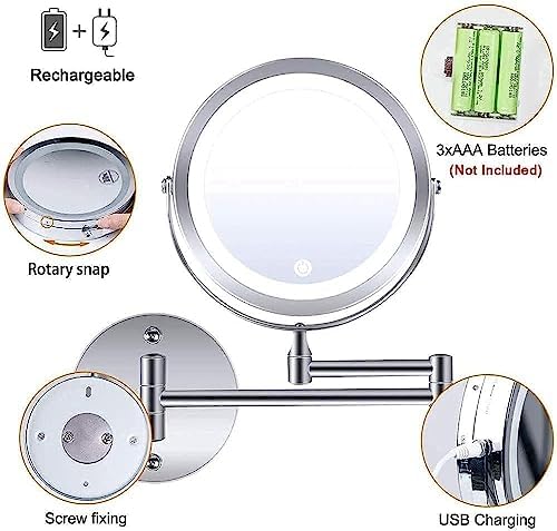 Bleslin Wall Mounted Makeup Mirror with 360 Rotation and 10X Magnification