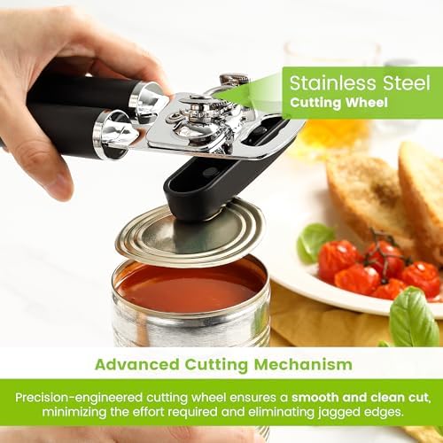 Spring Chef Stainless Steel Can Opener - Manual with Soft Grip Handles