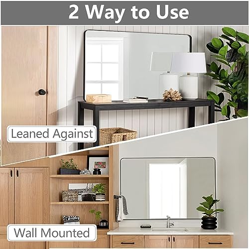 Mirrorons 48x30 Inch Black Matte Wall Mirror
