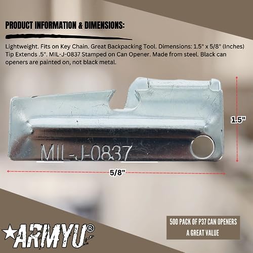 ARMYU P-38 Can Openers 500 Pack Steel Army Style Manual