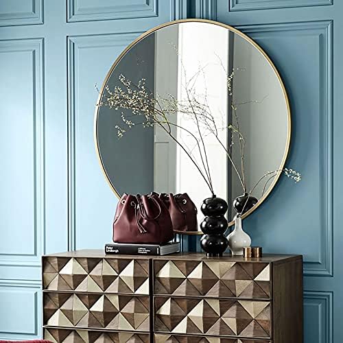 WXZX Round Vanity Mirror with GoldBlack Metal Frame