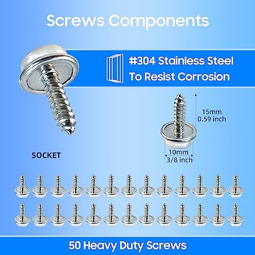 Rexhubro Canvas Snap Kit 150PCS Marine Grade Fasteners