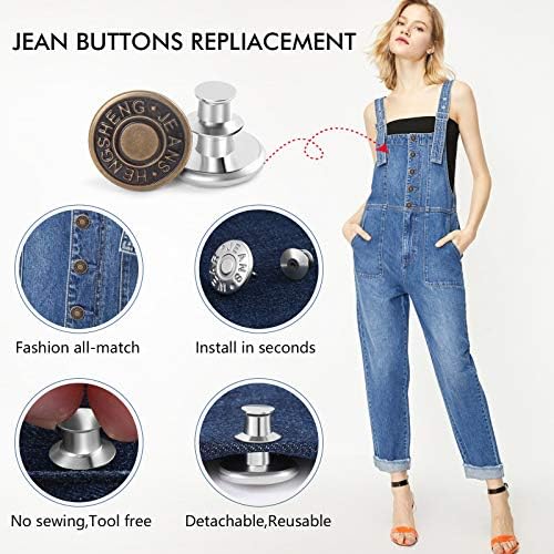 Ceryvop 12PCS Reusable Jeans Button Set