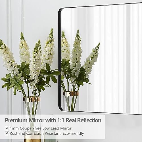 Mirrorons 48x30 Inch Black Matte Wall Mirror