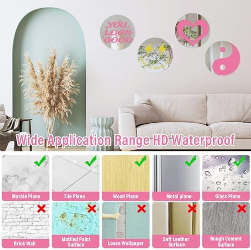 DARENYI 4Pcs 6 Inch Round Mirror Decor