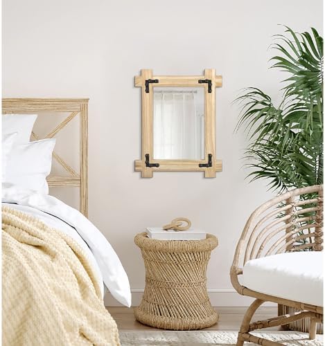 Lzuso Wood Framed Wall Mirror 16x12 Inch Farmhouse Style