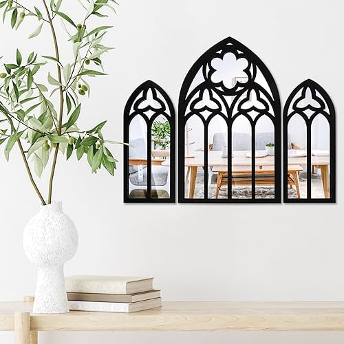 3Pcs Gothic Arch Mirror Decor Set for Wall