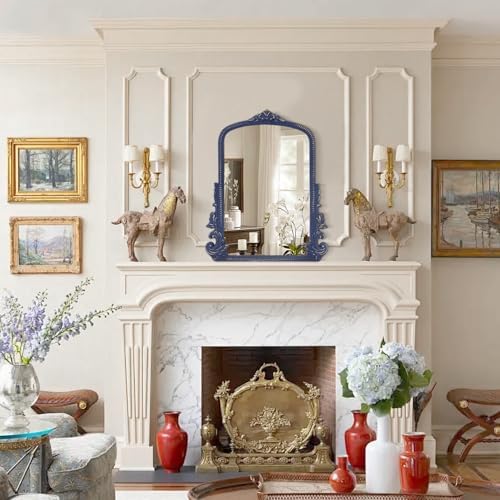 Arched Wooden Hanging Mirror Baroque Frame