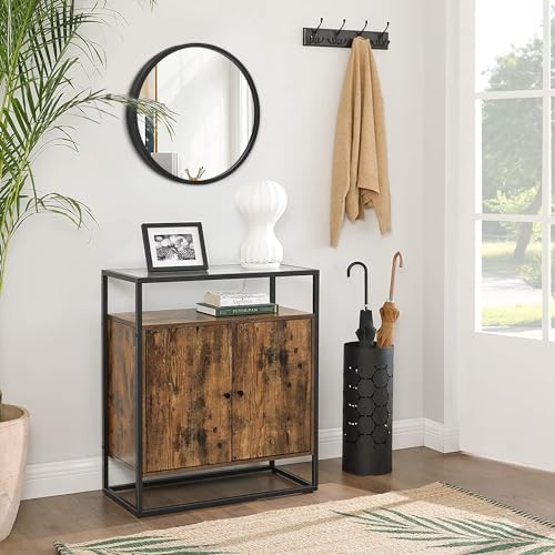JJUUYOU Round Wall Mirror - Black Circular Bathroom Vanity Mirror