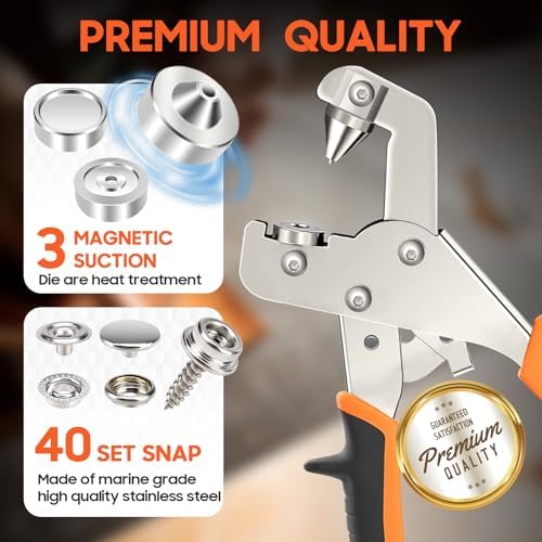 Toolhoper Snap Fastener Tool with 140 Pcs Boat Cover Snaps
