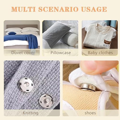 Willrain Sewing Snaps 120 Sets 8mm 10mm Black Silver