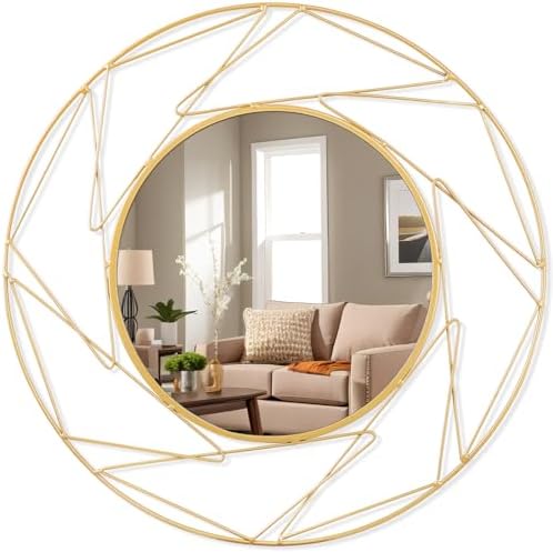 JJUUYOU 20 Inch Round Wall Mirror with Metal Frame