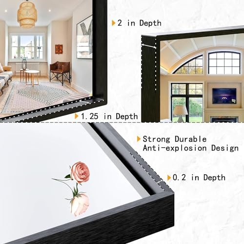 16x20 Inch Matte Black Aluminum Frame Mirror