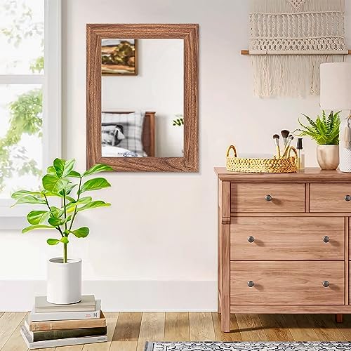Rustic Wooden Framed Rectangle Mirror 26x18