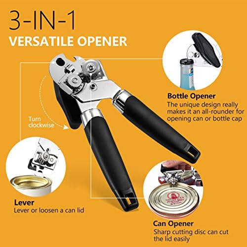 MOOREDLIFE Handheld Can Opener 3-in-1 Heavy Duty