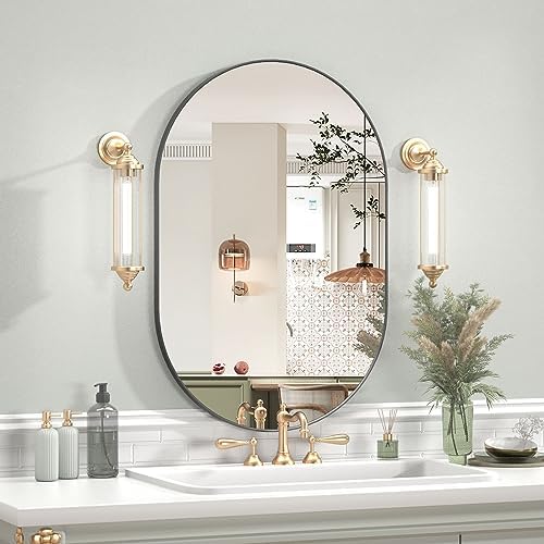 CASSILANDO Oval Mirror 20x30 Black Metal Frame