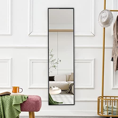 LENA LACED Full-Length Mirror 65x23 Inch Modern Black Frame Wall Mount