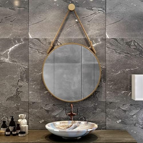 Rustic Gold Round Vanity Mirror with Metal Frame