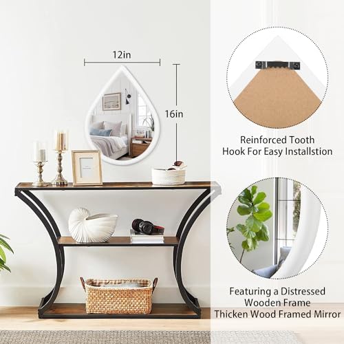 FEUFOAM Teardrop Wall Mirror with Wood Frame