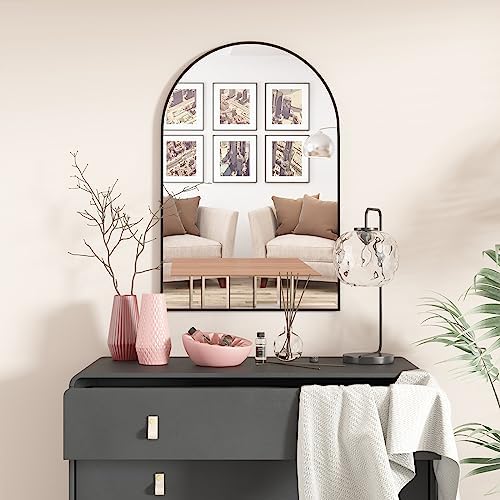Poseerkey Arched Wall Mirror 20x30 Black Metal Frame