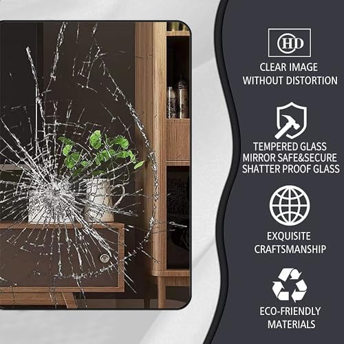 Black Rectangle 30x40 Inch Wall Mirror with Wood Frame