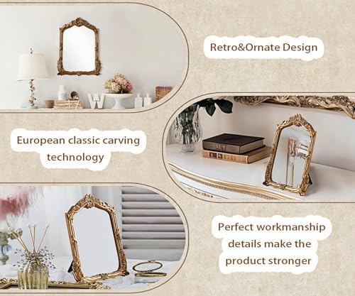 Baroque Style Vanity Mirror with Antique Gold Frame