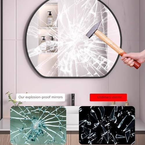 FLIPP Simple Semicircular Bathroom Mirror 40cm Black