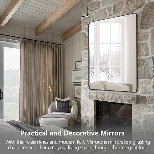 Mirrorons 48x30 Inch Black Matte Wall Mirror