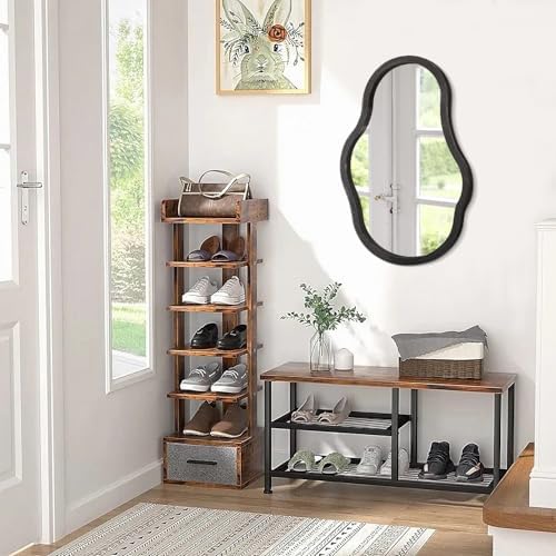 Lzuso Irregular Wooden Framed Wavy Mirror 24x16