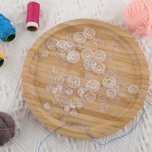Bewudy 120 Sets Clear Plastic Sew-on Snap Buttons