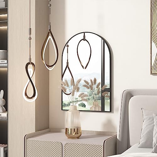 Poseerkey Arched Wall Mirror 20x30 Black Metal Frame