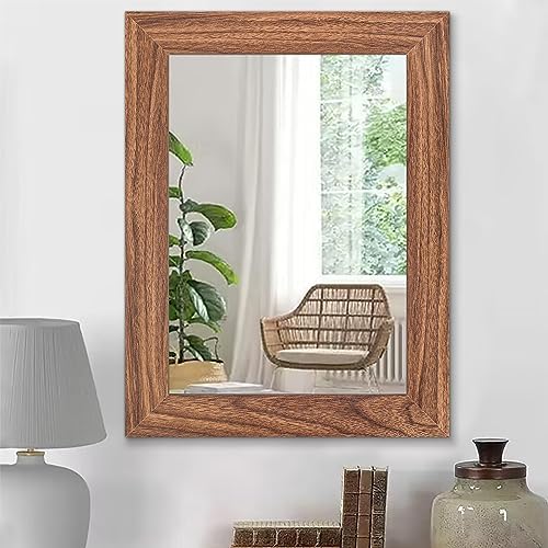 Rustic Wooden Framed Rectangle Mirror 26x18