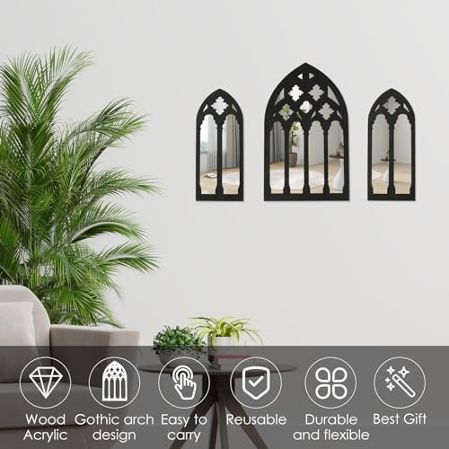 3Pcs Gothic Arched Mirrors Wall Decor Set