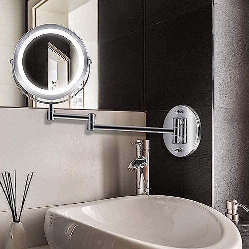 Bleslin Wall Mounted Makeup Mirror with 360 Rotation and 10X Magnification