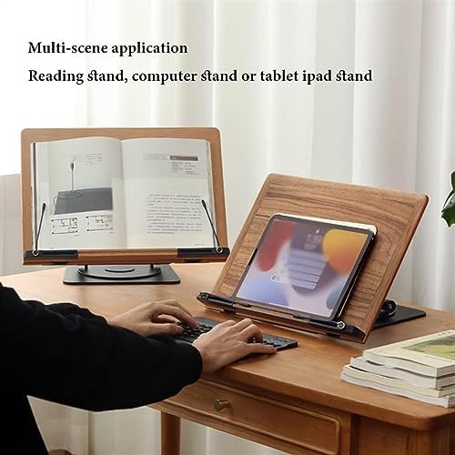 Yuidaaavzz Walnut Book Stand with 360 Rotate