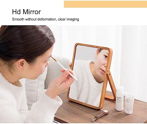 Mokoze Wood Vanity Mirror for Desk or Wall - 1055x787x079 Inches