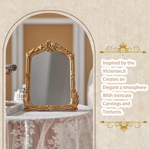 Baroque Style Vanity Mirror with Antique Gold Frame