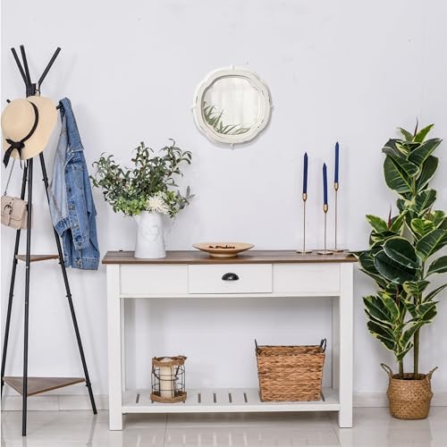 Sintosin Rustic Wooden Round Bathroom Mirror