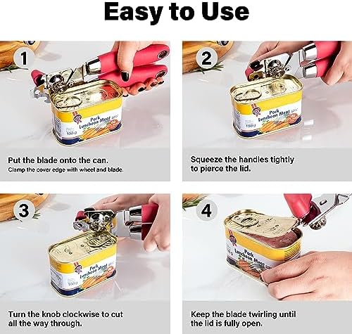 TJ POP Manual Can Opener with Bottle Opener Red