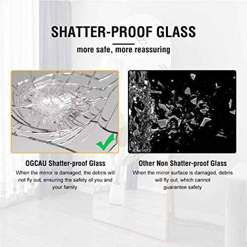OGCAU 42x24 Inch Black Mirror with Arched Frame